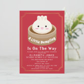 Rood Schattige Klein Dumpling Baby shower Kaart (Staand voorkant)