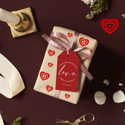 Rood Schattige Liefde Valentijnsdag Circle Cadeaulabel