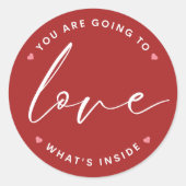 Rood Schattige Liefde Valentijnsdag Circle Ronde Sticker (Voorkant)