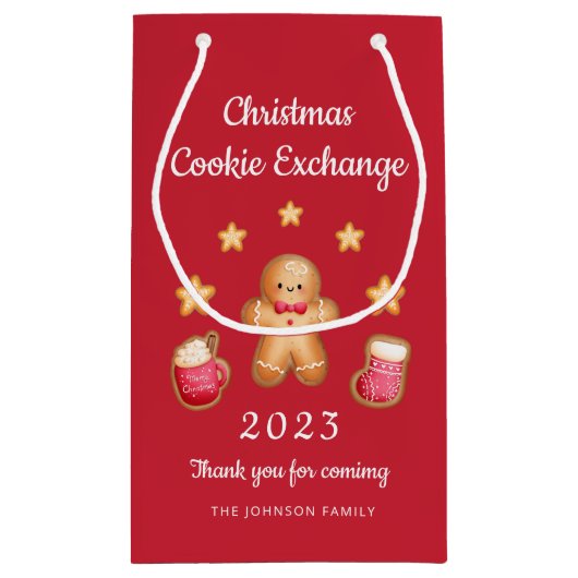 Rood Schattige peperkoek Man Christmas Cookie Exch Klein Cadeauzakje (Achterkant)