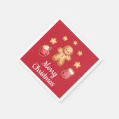 Rood Schattige peperkoek Man Vrolijk Kerstfeest Servet (Hoek)