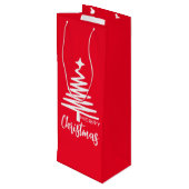 Rood Schattige Vrolijk Kerstfeest Wijn Cadeautas (Achterkant Gekanteld)