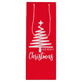 Rood Schattige Vrolijk Kerstfeest Wijn Cadeautas