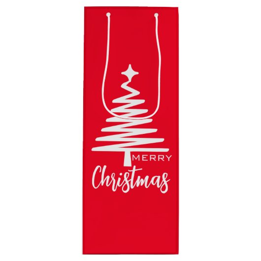 Rood Schattige Vrolijk Kerstfeest Wijn Cadeautas (Voorkant)