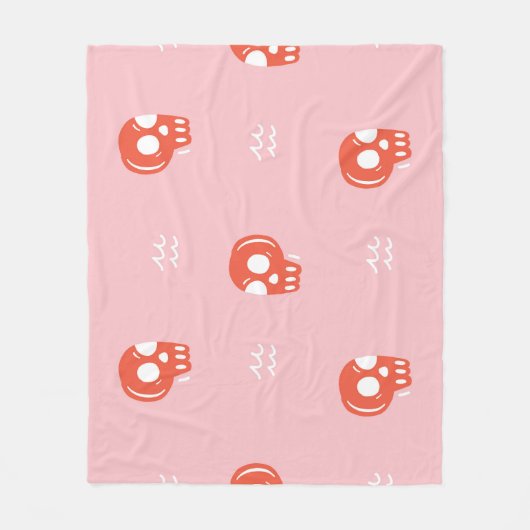 rood schedelhoofdpatroon fleece deken (Voorkant)