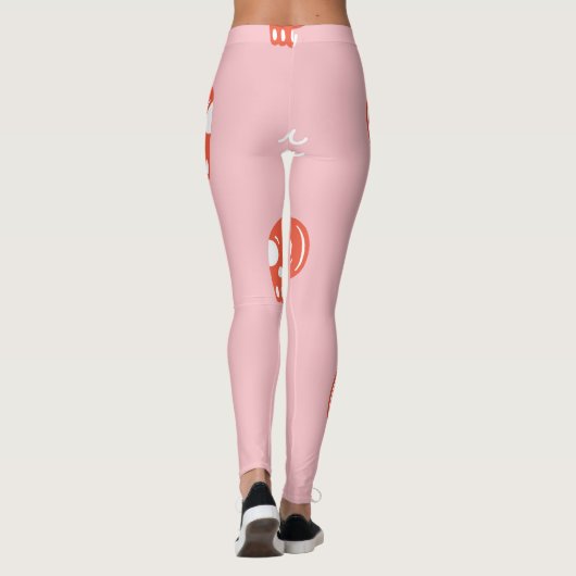  rood schedelhoofdpatroon leggings (Achterkant)