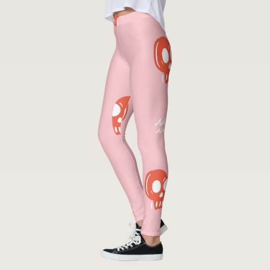  rood schedelhoofdpatroon leggings (Links)