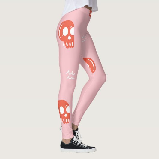  rood schedelhoofdpatroon leggings (Rechts)