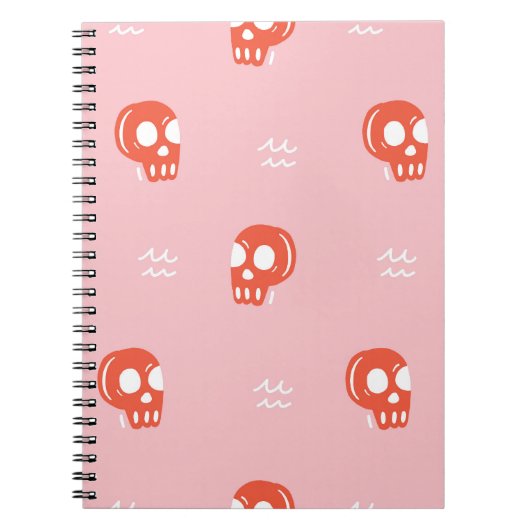 rood schedelhoofdpatroon notitieboek (Voorkant)