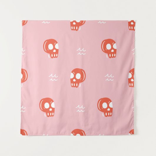  rood schedelhoofdpatroon wandkleed (Voorkant)