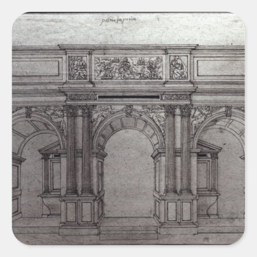 Rood scherm van de kerk vierkante sticker (Voorkant)