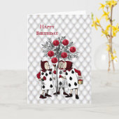  rood schilderen van de Rozen Verjaardag Kaart (Gele Bloem)