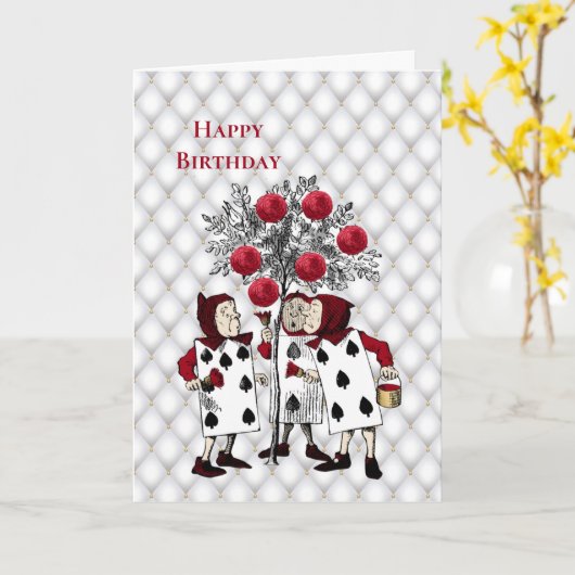  rood schilderen van de Rozen Verjaardag Kaart (Gele Bloem)