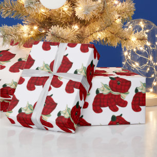 Rood, Schots geruit,Terriër Hond, Kerstmis Cadeaupapier