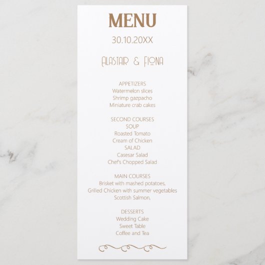 Rood Schots Tartan Bruiloft Menu (Voorkant)