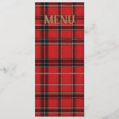 Rood Schots Tartan Bruiloft Menu (Achterkant)