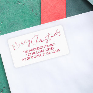 Rood Schrift Prettig Kerstmis Retouradres Etiket