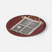 Rood Schuur Venster & Lichten Rustiek Land Bruilof Papieren Bordje (Gekanteld)