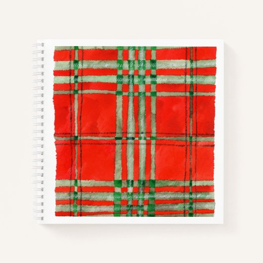 ROOD SCOTT TARTAN 8.5x8.5 spiraal Notitieboek (Voorkant)