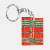 ROOD SCOTT TARTAN Acryl Vierkante Sleutelhanger (Voorkant Links)