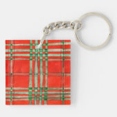 ROOD SCOTT TARTAN Acryl Vierkante Sleutelhanger (Achterkant)