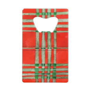 ROOD SCOTT TARTAN Credit Card Flesopener Creditkaart Flessenopener
