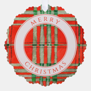 ROOD SCOTT TARTAN Gesneden Papieren Sierkaart Ornament Kaart