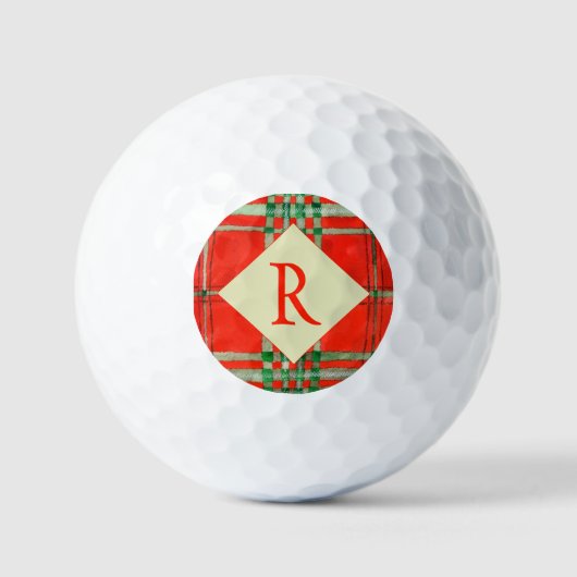 ROOD SCOTT TARTAN Golfballen + Initiaal (Voorkant)