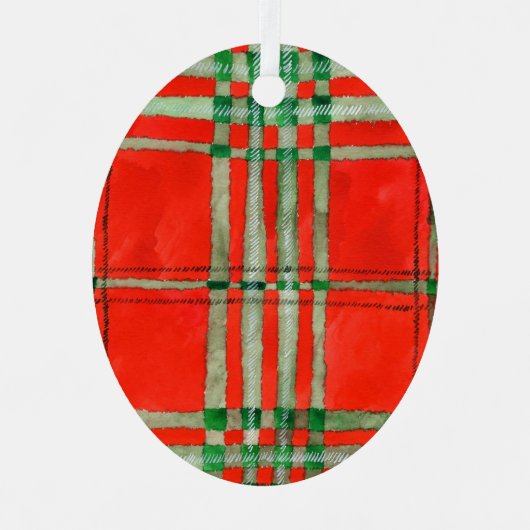 ROOD SCOTT TARTAN Metaal Ovaal Ornament (Voorkant)