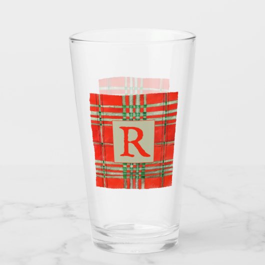 ROOD SCOTT TARTAN Pint Glass + Initiaal Glas (Achterkant)