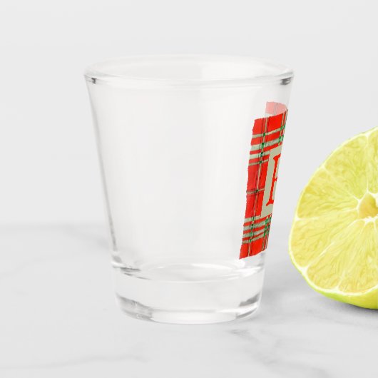 ROOD SCOTT TARTAN Shot Glass + Initiaal Shot Glas (Links)