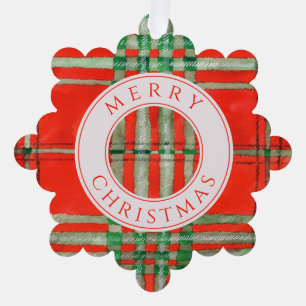 ROOD SCOTT TARTAN Sneeuwvlok Papier Hangerkaart Ornament Kaart
