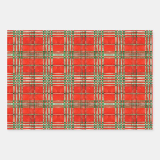 ROOD SCOTT TARTAN Vlak Blad Verpakkend Document Inpakpapier Vel (Voorkant)