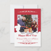 Rood script één kerstfoto, kerstkaart kaart (Voorkant)