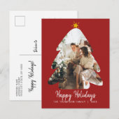 Rood  script met kerstboomrand briefkaart (Voorkant / Achterkant)