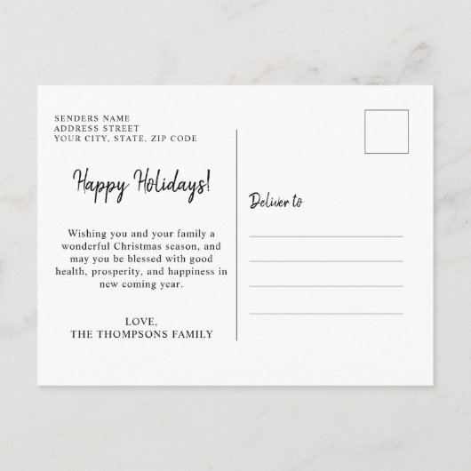 Rood  script met kerstboomrand briefkaart (Achterkant)