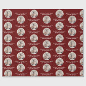 Rood script naam kerstfamilie foto cadeaupapier (Vlak)