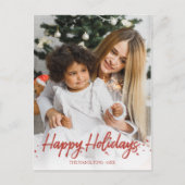 Rood script unieke foto Prettige feestdagen Kerstm Briefkaart (Voorkant)