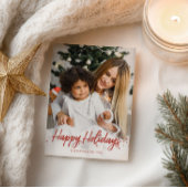 Rood script unieke foto Prettige feestdagen Kerstm Briefkaart