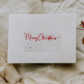 Rood Script Vrolijk Kerst Rechthoekig Gift Etiket