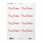 Rood Script Vrolijk Kerst Rechthoekig Gift Etiket (Full Sheet)