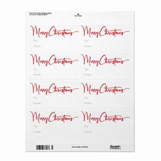 Rood Script Vrolijk Kerst Rechthoekig Gift Etiket (Full Sheet)