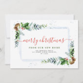 Rood script Vrolijk kerstfeest bewegende aankondig Feestdagenkaart (Voorkant)