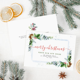 Rood script Vrolijk kerstfeest bewegende aankondig Feestdagenkaart