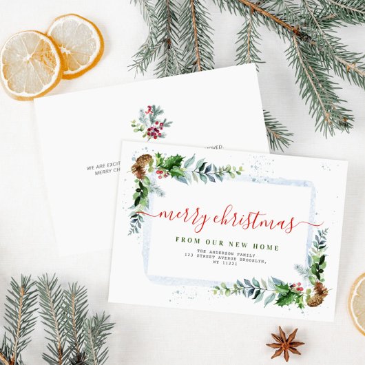 Rood script Vrolijk kerstfeest bewegende aankondig Feestdagenkaart