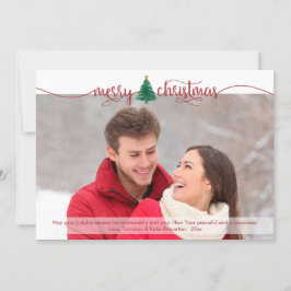 Rood script, vrolijk kerstfeest en Waterverf Feestdagenkaart