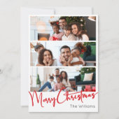 Rood Script Vrolijk Kerstmis Verticaal 6 Foto Feestdagenkaart (Voorkant)