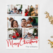 Rood Script Vrolijk Kerstmis Verticaal 8 Foto Feestdagenkaart