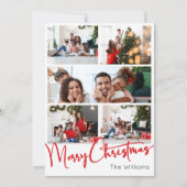 Rood Script Vrolijk Kerstmis Verticaal 8 Foto Feestdagenkaart (Voorkant)