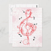 Rood scrollwerk met tafelblad briefkaart (Voorkant / Achterkant)